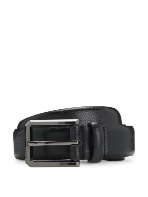 BOSS GRAINED-LEATHER BELT WITH GUNMETAL BUCKLE