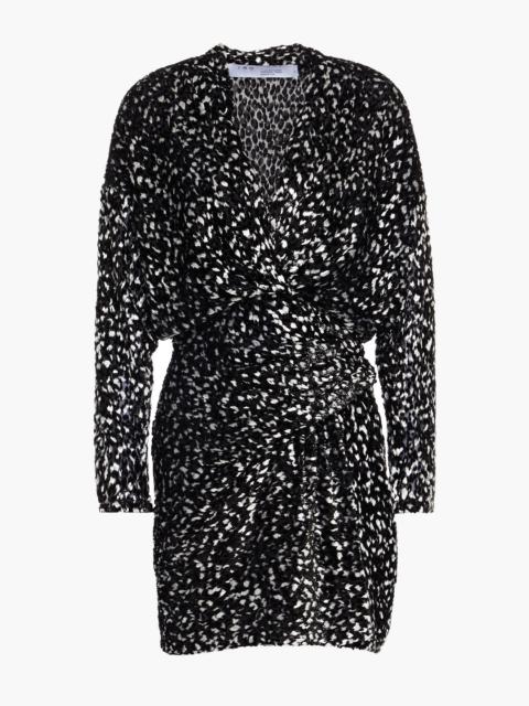 Other Designers Mielan metallic leopard-print velvet mini dress