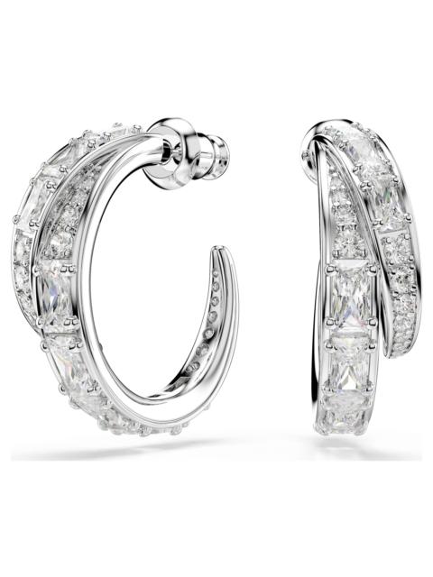 Other Designers Open Box - Swarovski Vienna Hoop Earrings, Mixed Cuts, White, Rhodium Plated