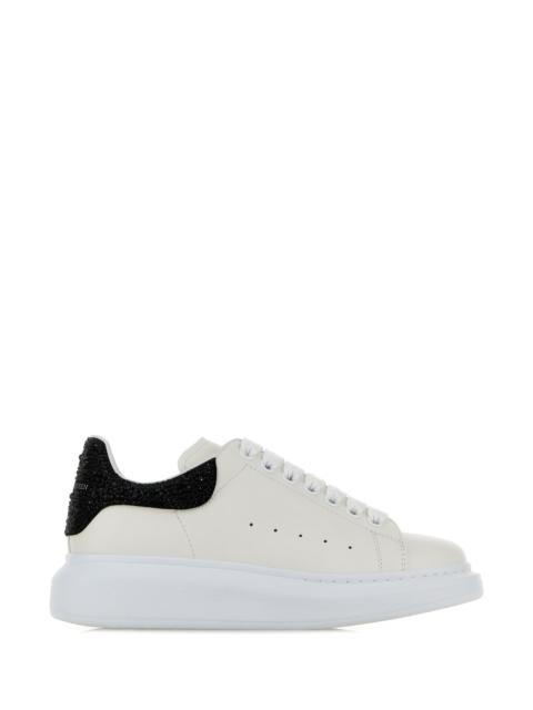 Alexander McQueen White leather sneakers with embellished suede heel