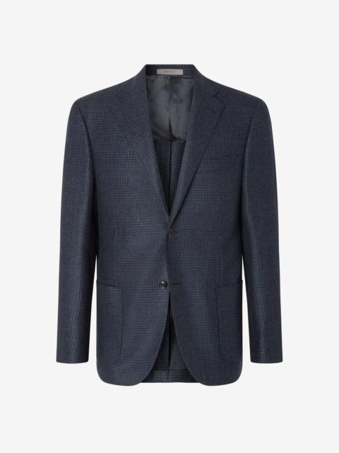 CORNELIANI Blue glen plaid wool jacket