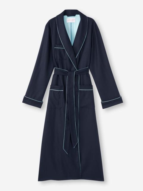 Derek Rose Women's Dressing Gown Duke Cashmere Navy
