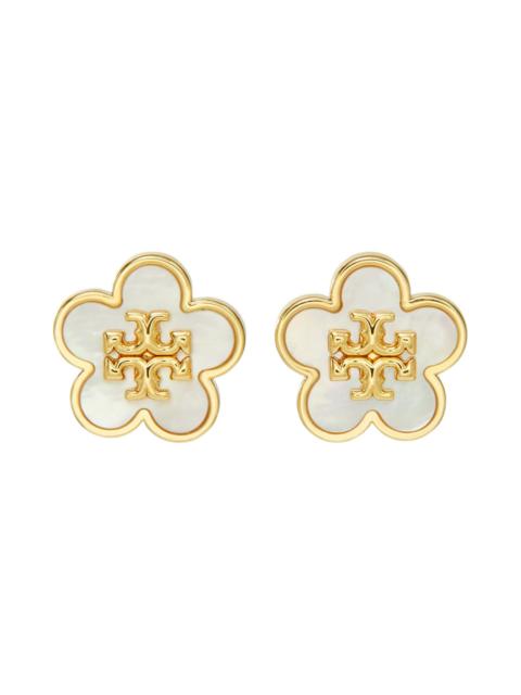 TORY BURCH Tory Burch Forget Me Not Enamel Stud Earrings in Tory Gold /Mother Of Pearl at Nordstrom
