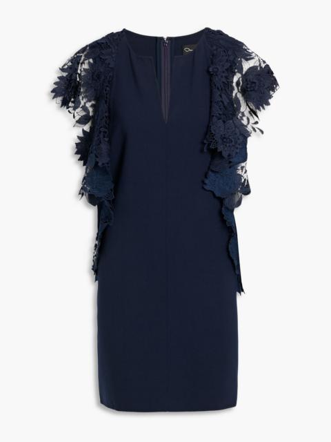 Oscar de la Renta Guipure lace-paneled wool-blend mini dress