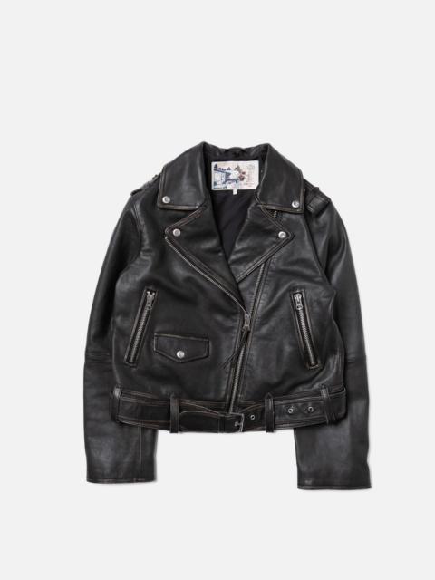 Nudie Jeans Greta Biker Leather Jacket Teacore Black