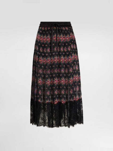 Dolce & Gabbana Small flower bouquets-print pleated chiffon skirt