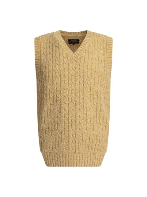 BEAMS PLUS cable-knit V-neck sweater vest