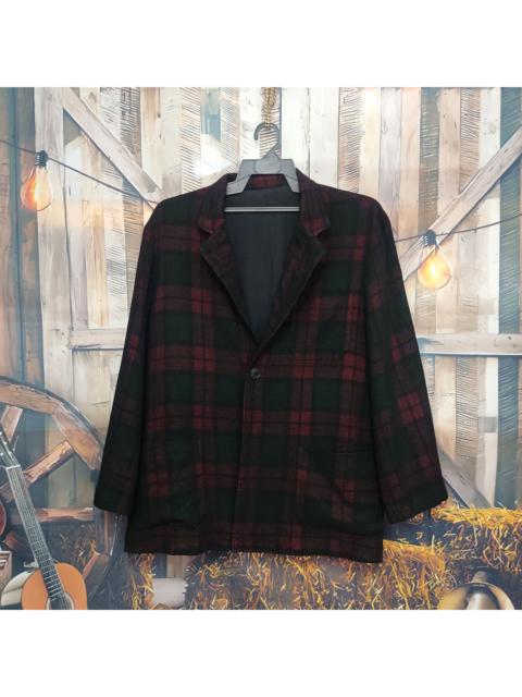 YOHJI YAMAMOTO Madras Checkers Wool Rayon Blazer Jacket