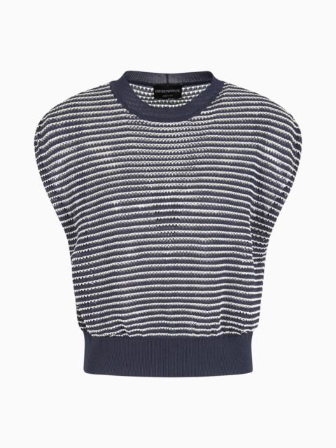 EMPORIO ARMANI PERFORATED VISCOSE-BLEND SHORT-SLEEVED JUMPER