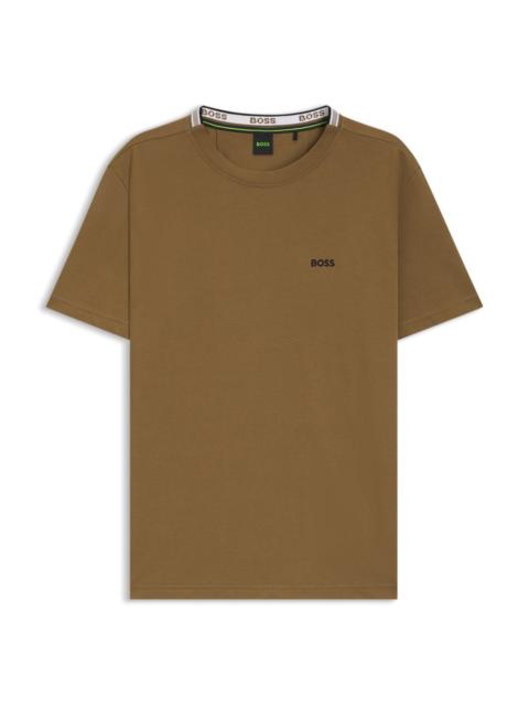 BOSS COTTON-PIQUÉ T-SHIRT WITH JACQUARD-WOVEN BACK COLLAR