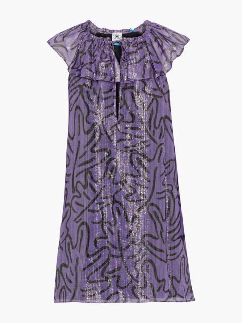 Missoni Ruffled printed metallic silk-blend georgette top