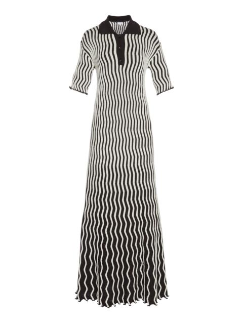 Bottega Veneta Ribbed Wool-Blend Midi Dress stripe