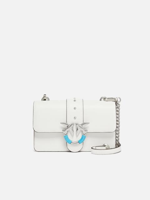 PINKO MINI LOVE BAG ONE SHOULDER BAG IN LEATHER WITH TURQUOISE BUCKLE