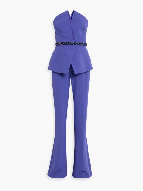 Safiyaa Capucine strapless embellished crepe jumpsuit