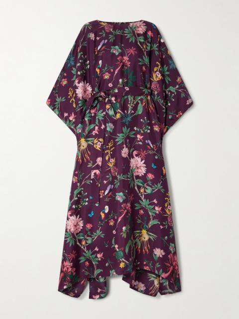 La DoubleJ Belted Floral-print Silk-twill Kaftan