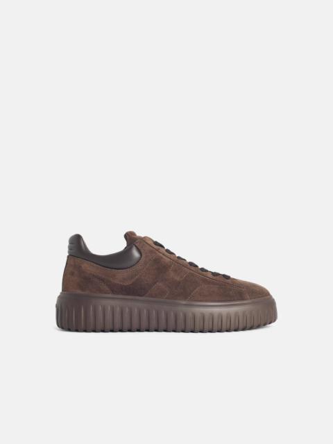 'H-STRIPES' BROWN SUEDE SNEAKERS