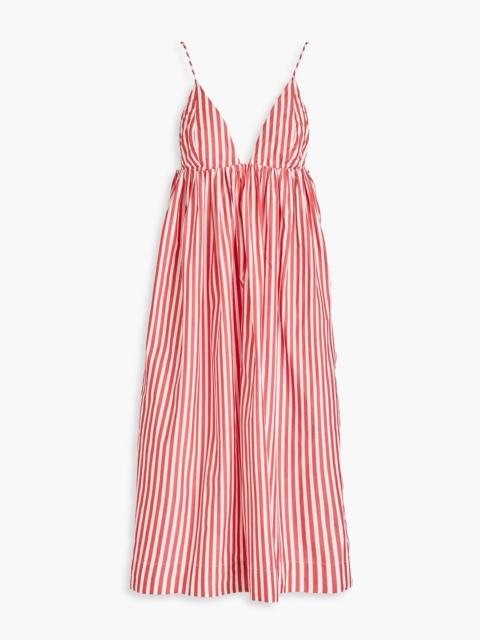 GANNI Striped cotton-poplin dress