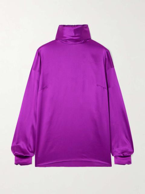 Silk-satin turtleneck blouse Purple