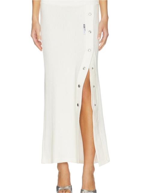 GCDS Ribbed Snap Long Skirt