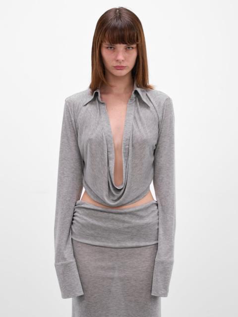 AYA MUSE Feyra Gray Draped Blouse