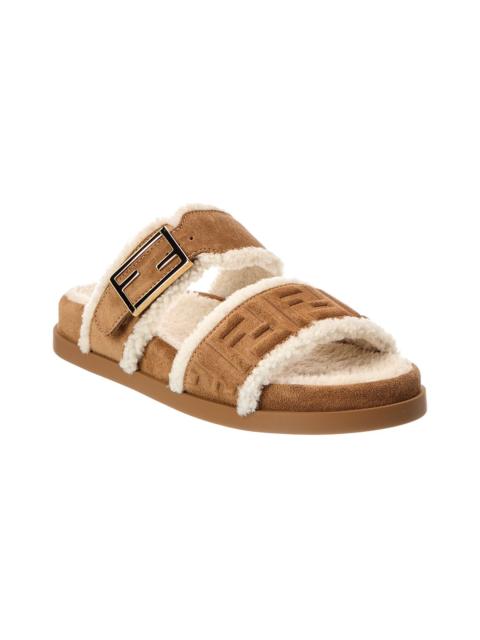 FENDI FENDI Feel Suede & Shearling Sandal