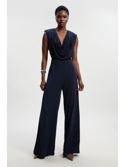 KAREN MILLEN Jersey Crepe Cowl Neck Wide Leg Jumpsuit