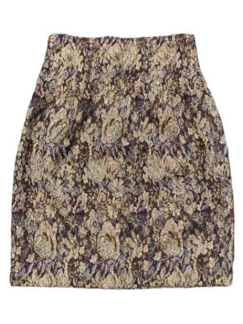 Vintage Christian Dior Slit Thread Gold Flower Mini Skirt