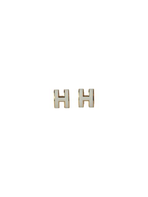Hermès Hermes Mini Pop H Stud Earrings Gold Hardware White