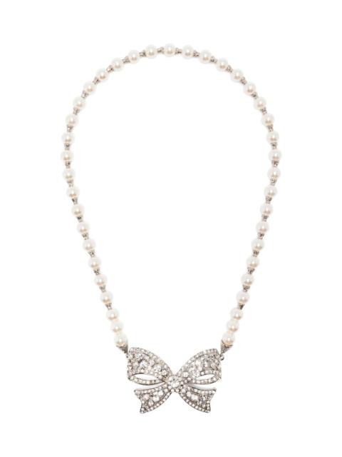 Alessandra Rich Pearl Bow Necklace