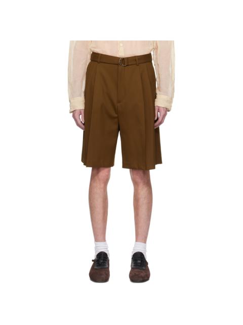 CMMN SWDN SSENSE Exclusive Brown Marshall Pleated Shorts