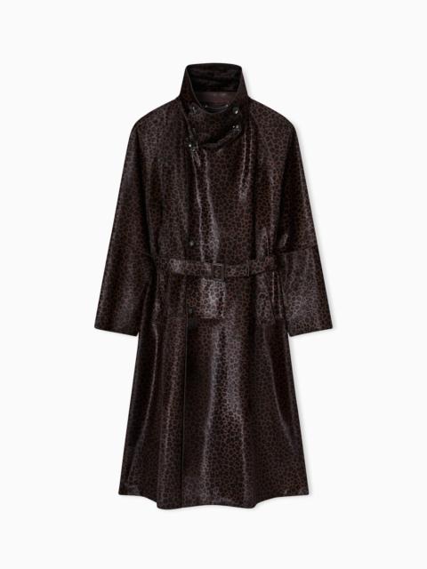 EMPORIO ARMANI ANIMAL-PRINT PONY HAIR TRENCH COAT