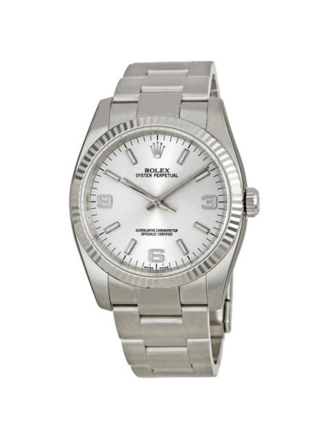 Pre-owned Rolex Oyster Perpetual Silver Dial Men's Watch 116034SASO