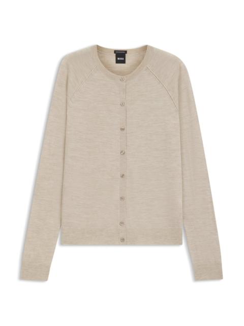 BOSS VIRGIN-WOOL CARDIGAN WITH MOISTURE MANAGEMENT