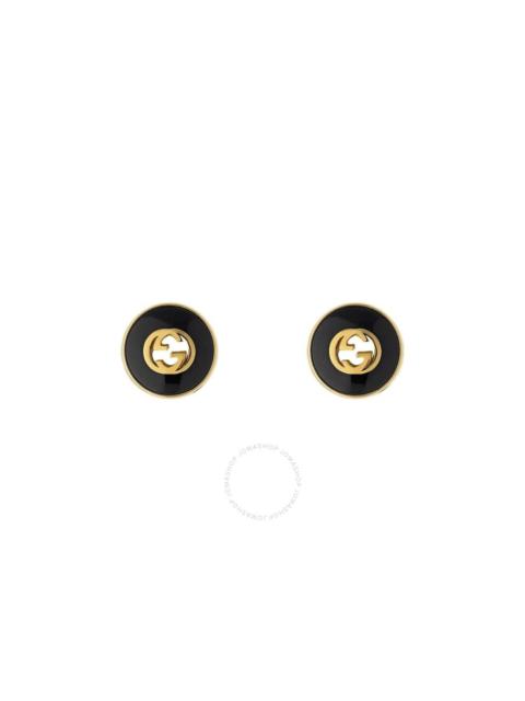 GUCCI Gucci Interlocking 18Ct Yellow Gold Black Onyx Stud Earrings - Ybd786554001