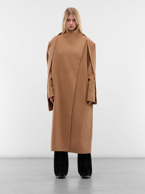 AYA MUSE Beige Wool Scarf Neck Coat