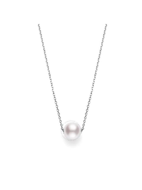 MIKIMOTO Mikimoto Akoya Cultured Pearl Pendant Necklace with 18K White Gold 8mm A+