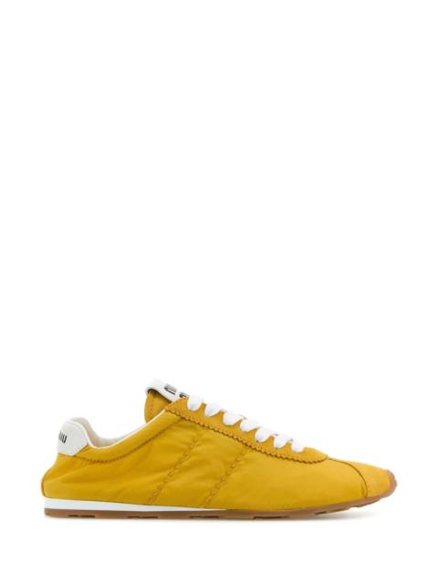 Miu Miu Women Yellow Fabric And Suede Sneakers