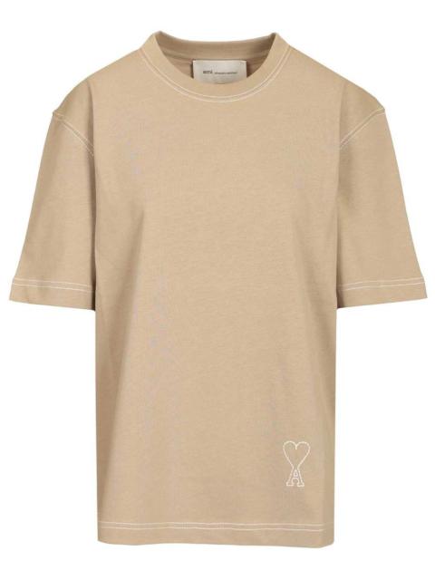 AMI Paris Ami Women Short Sleeves Boxy Fit Teeshirt With Topstitched Ami De Coeur