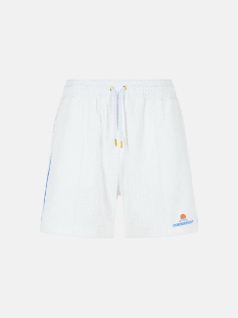 JACQUARD COTTON BLEND TERRY SHORTS WITH WHITE MONOGRAM