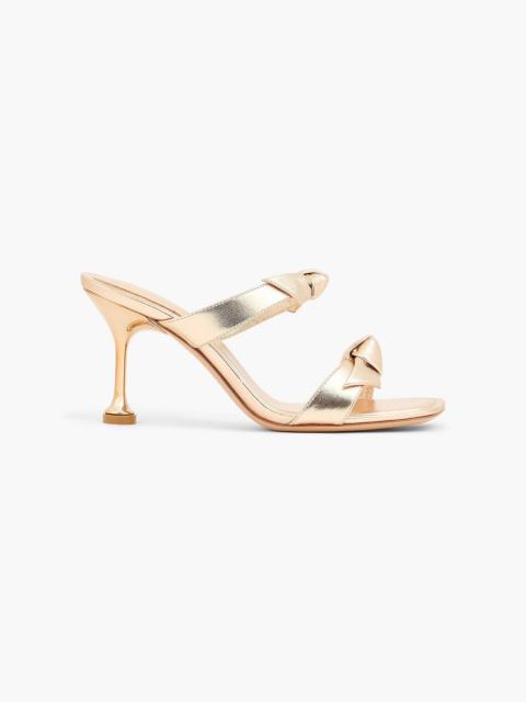 ALEXANDRE BIRMAN Clarita Square Flare 85 bow-detailed metallic leather mules