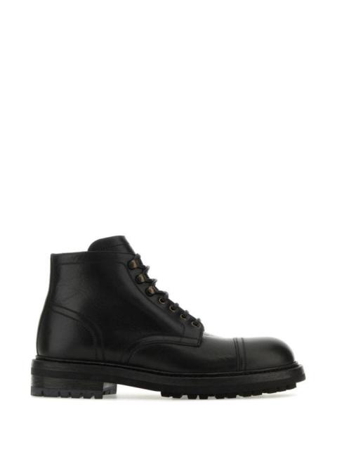 Dolce & Gabbana Man Black Leather Ankle Boots