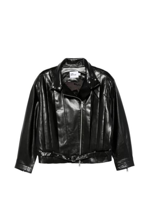 self-portrait Faux Leather Biker Jacket