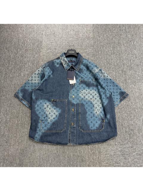 Louis Vuitton Louis Vuitton Blue Gradient Monogram Denim Short Sleeve Top