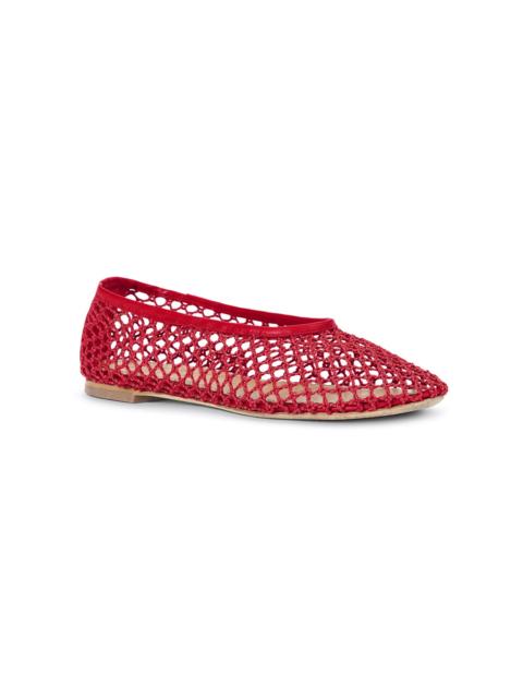 STAUD Alba Netted Ballet Flats red