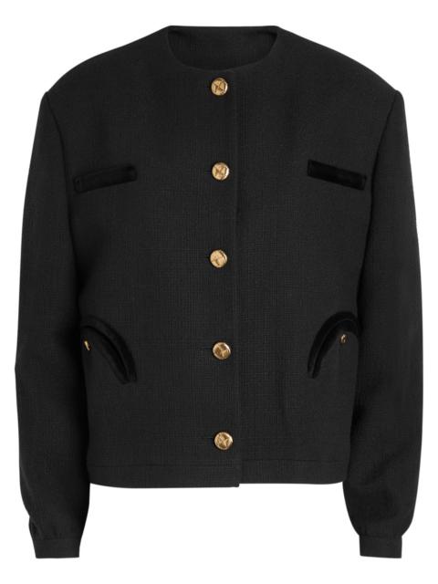 BLAZÉ MILANO Blaze Milano Shamo Bolero Velvet-trimmed Tweed Jacket