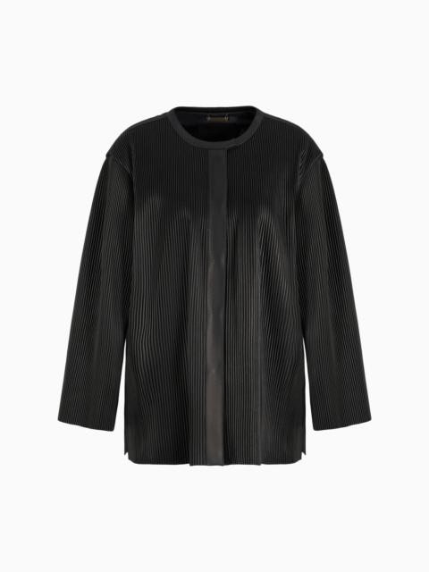 GIORGIO ARMANI PLEATED NAPPA-LEATHER BLOUSON