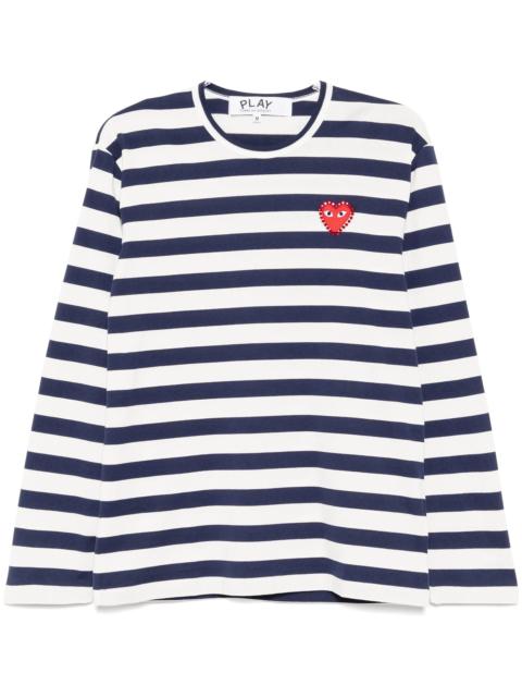Comme des Garçons PLAY Rhinestone Heart Striped Tee