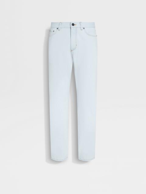ZEGNA LIGHT BLUE BLEACHED COTTON ROCCIA JEANS
