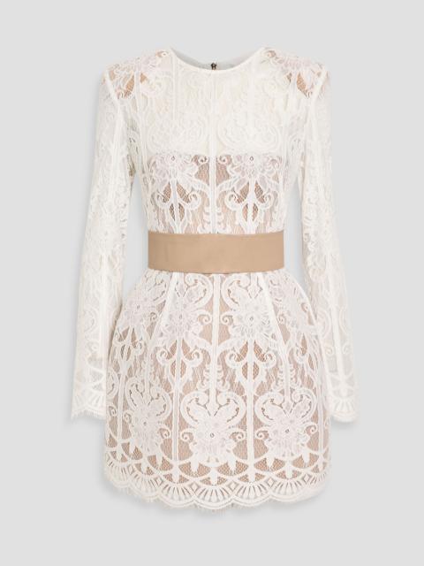 Other Designers Casey belted scalloped lace mini dress