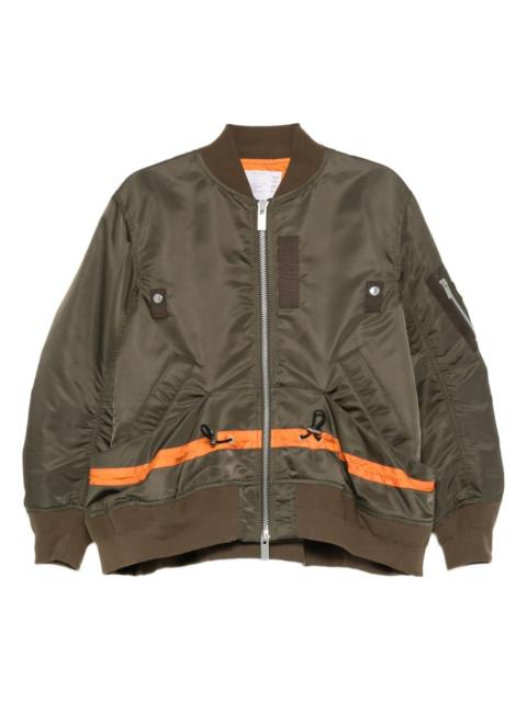 sacai stripe-detail zip-up bomber jacket